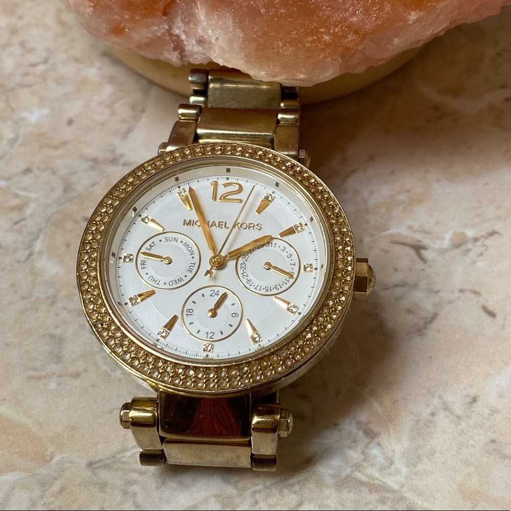 💖 Michael Kors women gold watch